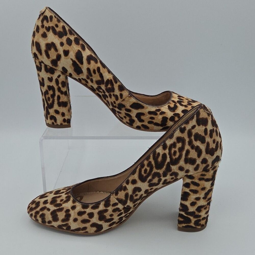 Sam Edelman women's leather & calf hair block heel Stillson pumps size 8 EUC - Picture 2 of 8